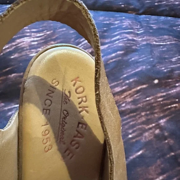 Kork-Ease Tan Wedge Leather Platform Woven Strap Sandals Size 9 - Picture 4 of 4